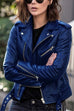 Karleedress Vintage Lapel Zip Up Faux Leather Moto Jacket