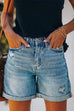Karleedress Rolled Hem Ripped Denim Shorts