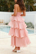 Karleedress Strapless Ruffle Layered Maxi Dress