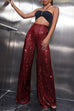 Karleedress Sparkly Elastic Waist Wide Leg Sequin Pants
