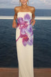 Karleedress Elegant Strapless Floral Print Maxi Dress
