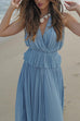Karleedress Halter Backless Ruffle Top and Elastic Waist Pleated Maxi Skirt Set