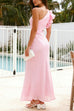 Karleedress Frill One Shoulder Cut Out Waist Maxi Dress