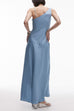 Asymmetrical Wrinkled Effect Sleeveless Solid Maxi Dress