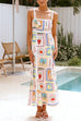 Karleedress Tie Back Ric Rac Trim Unique Print Maxi Cami Holiday Dress