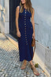 Karleedress Sleeveless Button Down Knit Bodycon Maxi Dress