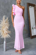 Karleedress Frill One Shoulder Cut Out Bodycon Maxi Dress