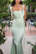 Karleeddress Open Back Draped Frill Bodycon Satin Maxi Cami Dress