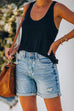Karleedress Rolled Hem Ripped Denim Shorts
