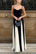 Karleedress Low Cut Color Block Swing Maxi Cami Dress