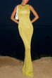 Karleedress Round Neck Sleeveless Bodycon Glitter Maxi Party Dress