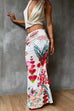 Floral Print Satin Bodycon Maxi Skirt