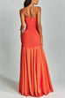 Karleedress Mesh V Neck Strapless Splice Flare Maxi Party Dress