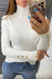 Karleedress Turtleneck Gold Buttons Ribbed Knit Top