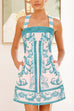 Karleedress Back Criss Cross Sleeveless Printed Mini Dress