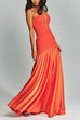 Karleedress Mesh V Neck Strapless Splice Flare Maxi Party Dress