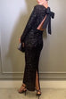 Karleedress Bow Backless Sequin Bodycon Maxi Party Dress