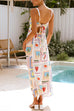 Karleedress Tie Back Ric Rac Trim Unique Print Maxi Cami Holiday Dress