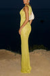 Karleedress Round Neck Sleeveless Bodycon Glitter Maxi Party Dress