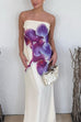 Karleedress Elegant Strapless Floral Print Maxi Dress
