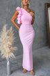 Karleedress Frill One Shoulder Cut Out Bodycon Maxi Dress
