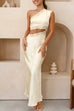 Karleedress One Shoulder Lace Trim Cut Out Sleeveless Maxi Dress