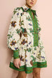Karleedress Long Lantern Sleeves Button Up Unique Print Mini Dress