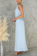 Halter Sleeveless Back Slit Waisted Maxi Dress