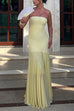Karleedress Strapless Tube Flare Mesh Maxi Party Dress