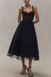 Karleedress V Neck Mesh Polka Dot A-line Midi Cami Dress