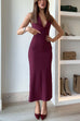 Karleedress Halter V Neck Backless Buttons Bodycon Midi Dress
