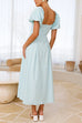 Karleedress V Neck Twist Front Puff Sleeves Cut Out Maxi Dress