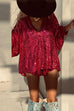 Karleedress Sequin V Neck Lantern Long Sleeves Top and Shorts Set