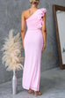 Karleedress Frill One Shoulder Cut Out Bodycon Maxi Dress