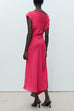 Draped Asymmetrical Shoulder Solid Maxi Party Dress