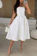 Karleedress Strapless Open Back Waisted Swing Midi Dress