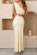 Karleedress One Shoulder Lace Trim Cut Out Sleeveless Maxi Dress