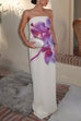 Karleedress Elegant Strapless Floral Print Maxi Dress