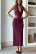 Karleedress Halter V Neck Backless Buttons Bodycon Midi Dress