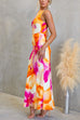Sleeveless Open Back Waisted Floral Print Maxi Dress