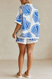 Karleedress V Neck Short Sleeves Shirt and Drawstring Waist Shorts Seashell Print Set