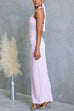 Halter Back Slit Ruched Waist Bodycon Maxi Dress