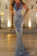 Karleedress Halter Cowl Neck Open Back Sequin Maxi Party Dress