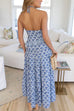 Karleedress Halter Cut Out Backless Frill Trim Floral Print Maxi Dress
