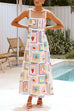 Karleedress Tie Back Ric Rac Trim Unique Print Maxi Cami Holiday Dress