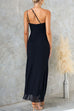 Karleedress One Shoulder Slit Ruched Ruffle Mesh Maxi Dress
