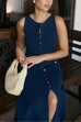 Karleedress Sleeveless Button Down Knit Bodycon Maxi Dress