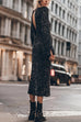 Karleedress Long Sleeves Back Cut Out Sequin Midi Dress