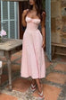 Karleedress Drawstring Neck Slit Bustier Midi Cami Dress