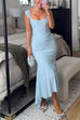 Karleedress Sleeveless Ruched Waist Ruffle Hem Jacquard Maxi Dress